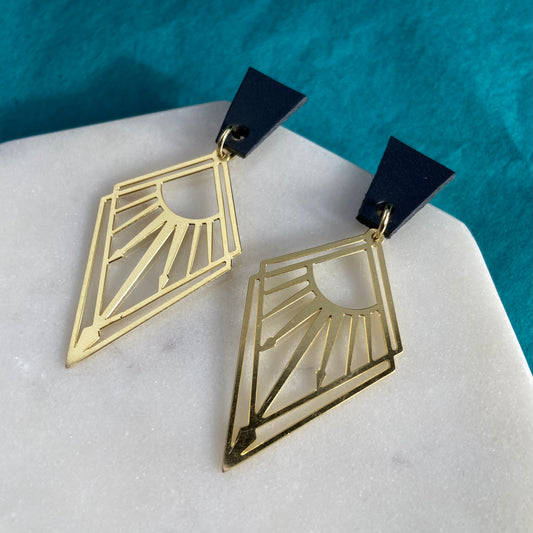 Geometric brass earrings