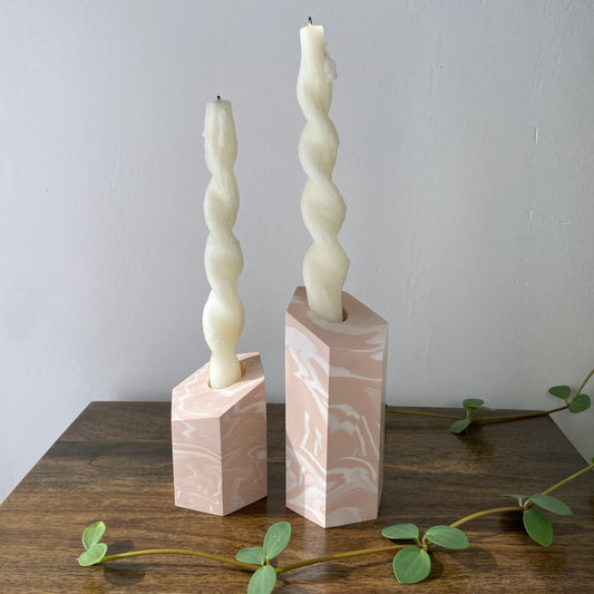 Marbled candle holders in pink