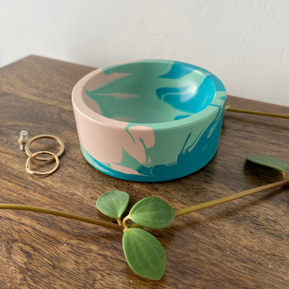 Trinket dish in teal, pink and mint