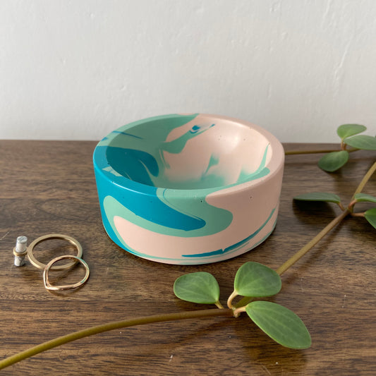 Trinket dish in teal, pink and mint