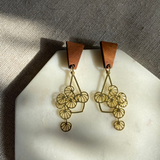Brass hanging planter earrings