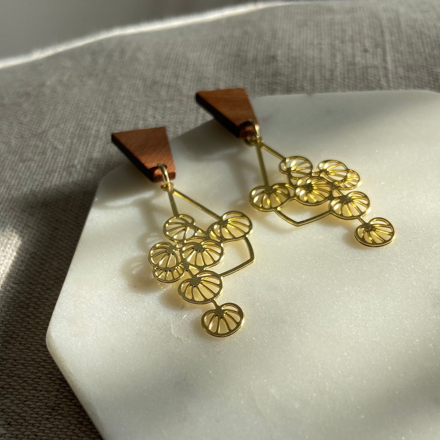 Brass hanging planter earrings